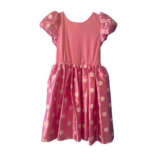 Disney Minnie Mouse Pink Polka Dot Dress 7/8 Girls Costume Satin Finish - Picture 4 of 4